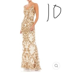 EMBELLISHED LEAF GOWN Mac Duggal: Hemmed to fit 5’2 with 3 inch heels